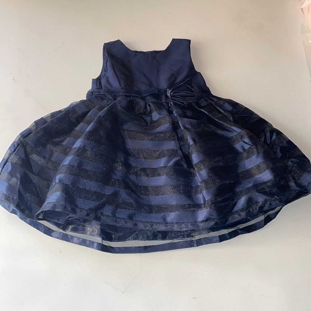 Carter size 6 month navy blue striped dress